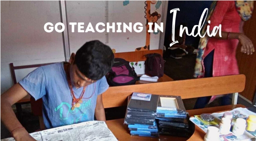 Volunteer teaching skills to people with disabilities in South India